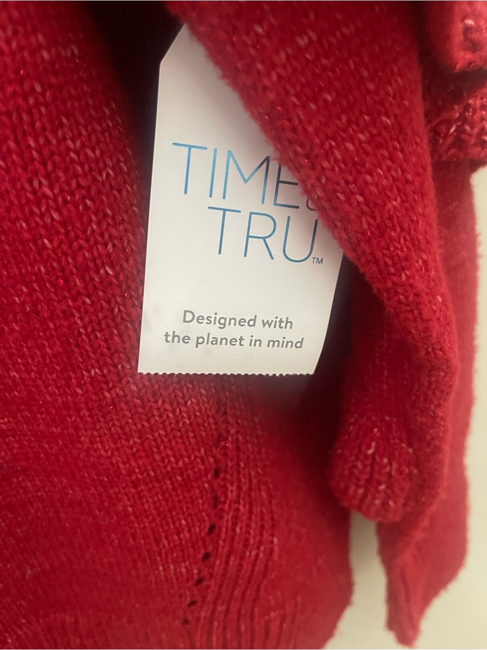 Women’s Red Ruffle Knit Sweater - Picture 4 of 5